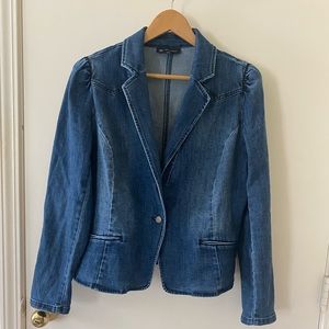 INC Denim One Button Blazer
